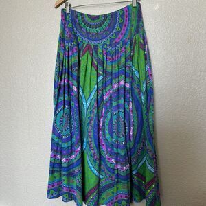 Bec Pierce Australia Long Skirt Full Circle Whimsical Pattern‎ Medium Boho